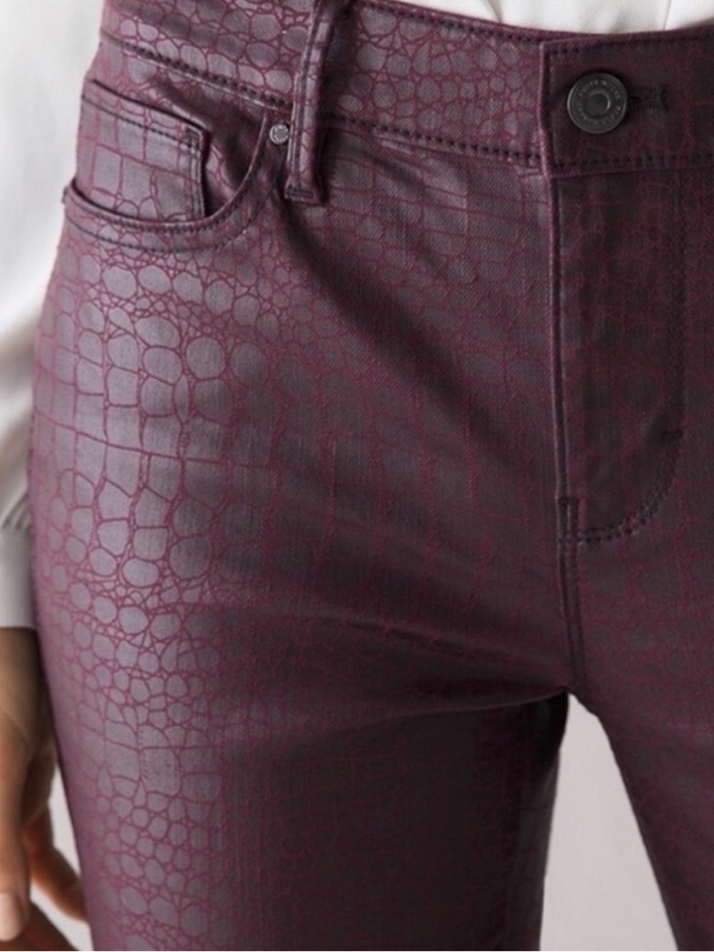 White House Black Market Crocodile Coated Skinny Jeans